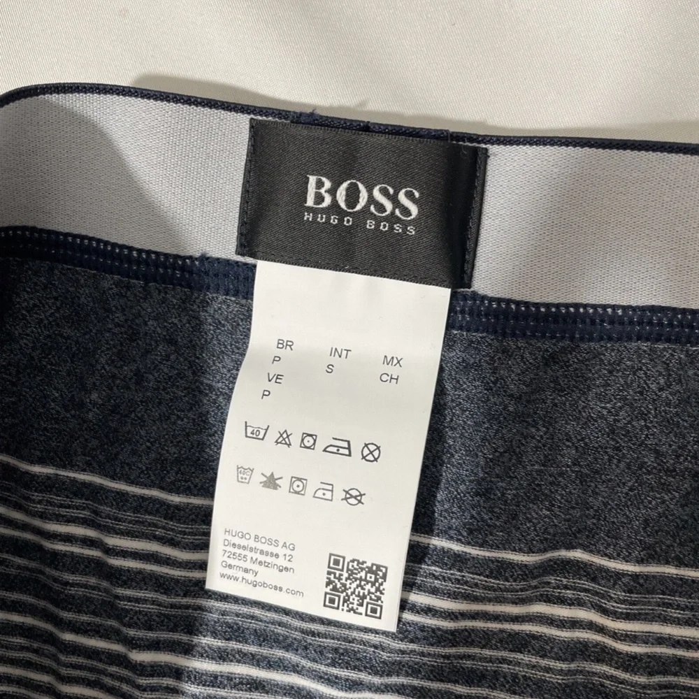 NEW‎ $37 Hugo Boss [ Small ] Striped Underwear Boxer Brief in Grey/Blue